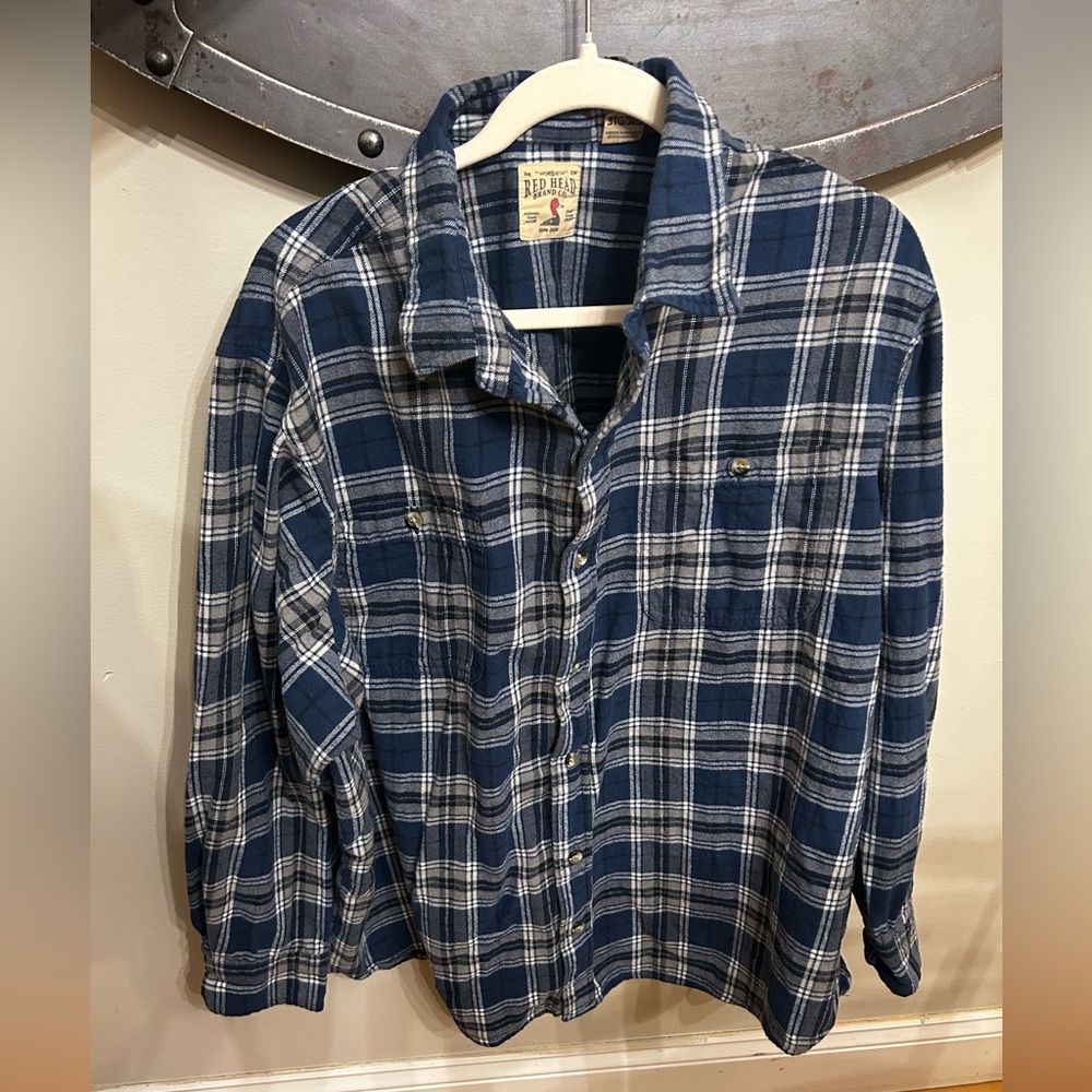 Redhead Brand Co. Men's Long Sleeve Flannel In Blue Plaid Size 3XL Button Down